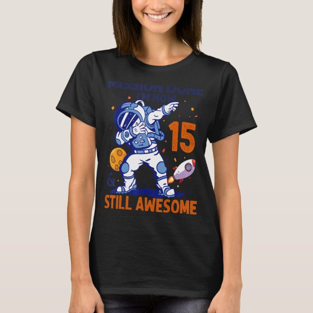 T-shirt 15 Ans Astronaut planète spatiale 15e Anniversaire (Devant)