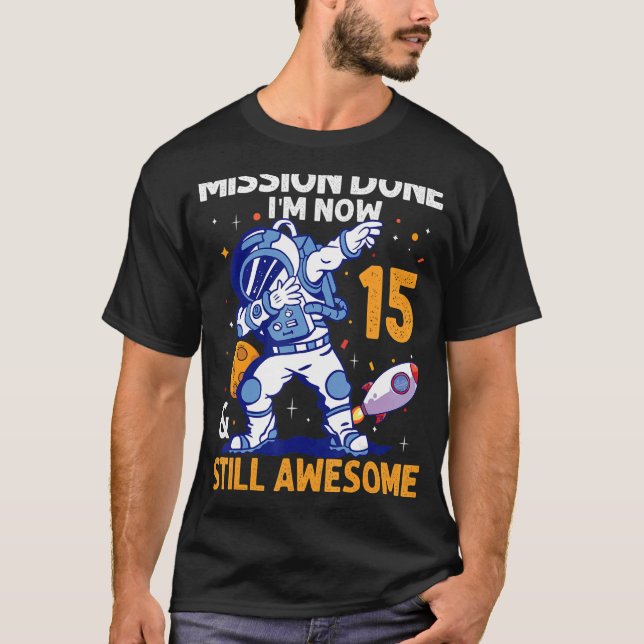 T-shirt 15 Ans Astronaut planète spatiale 15e Anniversaire (Devant)