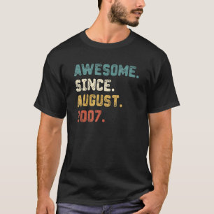 T-shirt 15 Ans Awesome Depuis Août 2007 15e Naissance