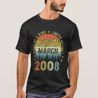T-shirt 15 Ans Awesome Depuis Mars 2008 15e Anniversaire