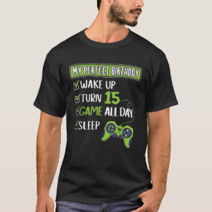 T-shirt 15 Ans Joueur Anniversaire 15ème Jeu Parfait Pour