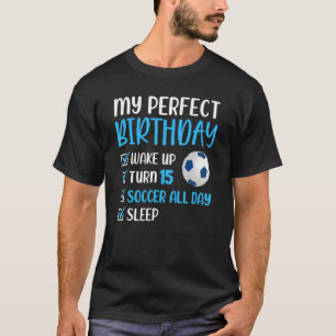 T-shirt 15 ans Soccer Anniversaire Fête 15e Garçon Footbal