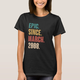 T-shirt 15 Ans Vintage 2008 Anniversaire 15ème Décoration
