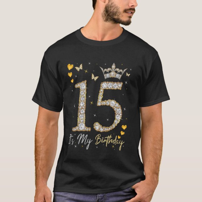 T-shirt 15 C'est mon anniversaire, c'est mon 15e anniversa (Devant)