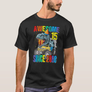 T-shirt 15 Magnifique depuis 2008 Dinosaur Monster Truck 1