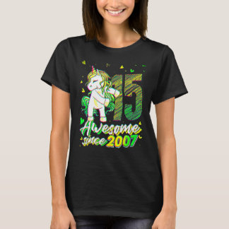 T-shirt 15 Years Old  Unicorn Flossing 15th Birthday Unico