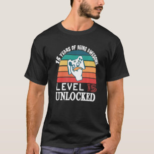 T-shirt 15ans Anniversaire Son Garçon Gamer 15ème 15 ans A