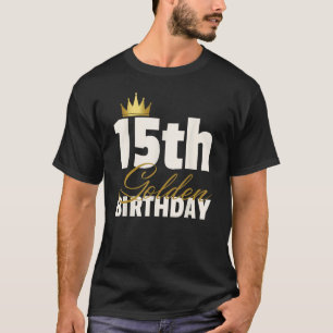T-shirt 15e anniversaire d'or Année Couronne