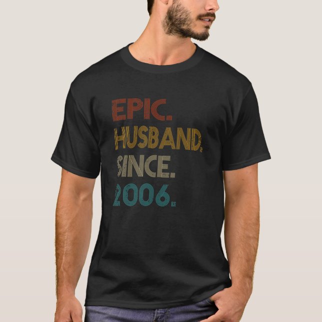 T-shirt 15E Anniversaire Du Mariage Le Cadeau - Mari Épiqu (Devant)