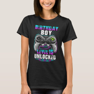 T-shirt 15e anniversaire Gamer Cadeaux Garçons Niveau 15 V