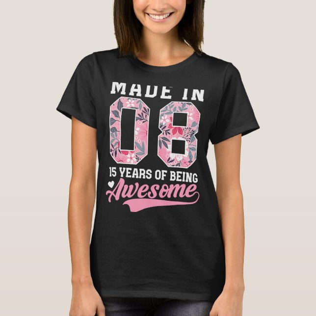 T-shirt 15e anniversaire Gif pour les filles Fabriqué en 2 (Devant)