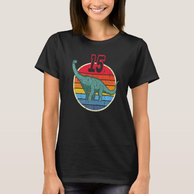 T-shirt 15e anniversaire I Brachiosaurus Diplodocus I Fami (Devant)