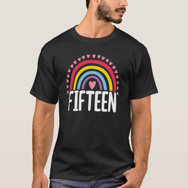 T-shirt 15e anniversaire Rainbow Fan 15 ans Filles 15 ans  (Devant)