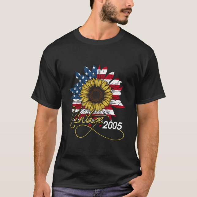 T-shirt 15e Né En 2005 Drapeau Américain (Devant)