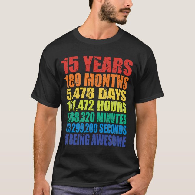 T-shirt 15th Birthday, Boys &amp; Girls, Cool 15 Years Of  (Devant)