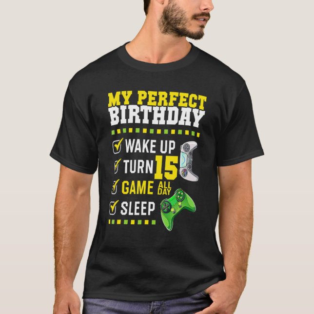 T-shirt 15th Birthday Party Perfect For Gamer 15 Years Old (Devant)