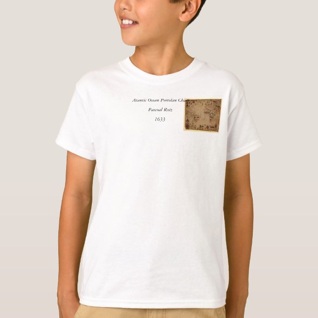 T-shirt 1633 Atantic Ocean Portolan Chart - Pascoal Roiz (Devant)