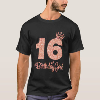 T-shirt 16 Anniversaire Sweet sixteen 16E Couronne Rose Te