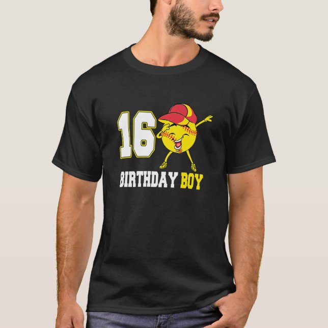 T-shirt 16 ans Dabbing Softball 16th Birthday Boy Tee (Devant)