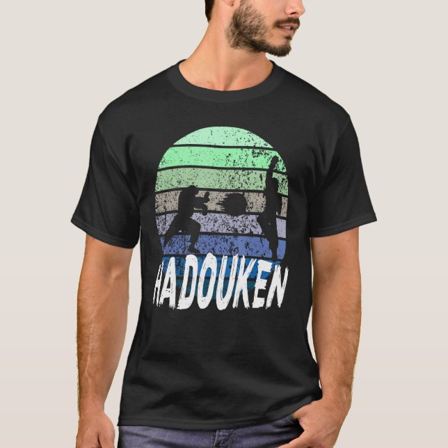 T-shirt 16 bit Retro HADOUKEN Fighter 4 (Devant)