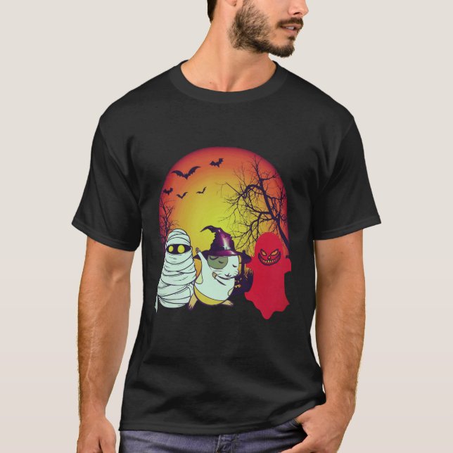 T-shirt 16 citrouilles d'Halloween de cochons d'Inde (Devant)