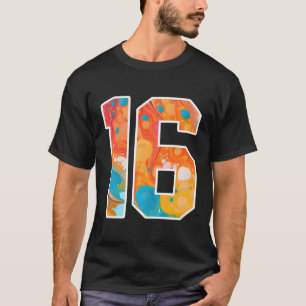 T-shirt 16 Numéros D'Équipe De Sport Colorés Avant Et Arri