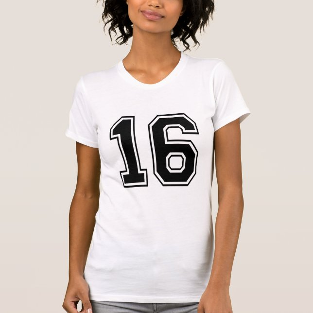 T-shirt 16 seize varsity num (Devant)