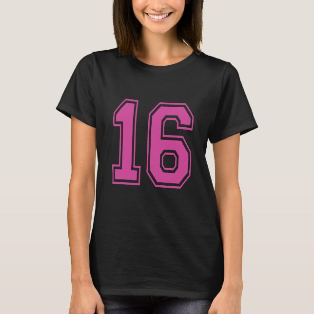T-shirt 16 seize varsity numéro (Devant)