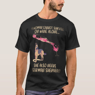T-shirt 16 Une femme ne peut survivre au vin seul Elle a a