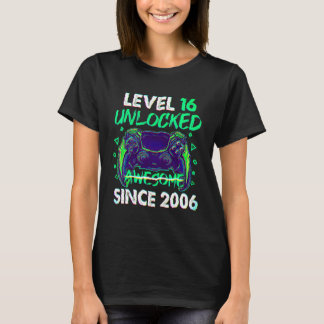 T-shirt 16 Year Old 16th Birthday Boy Level 16 Unlocked Aw