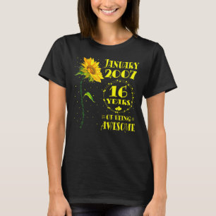 T-shirt 16e anniversaire 16 ans filles tournesol Janvier