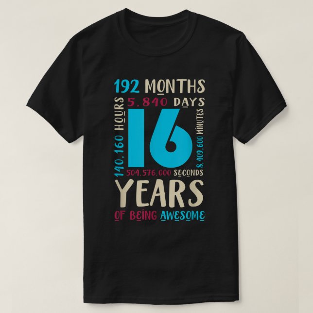 T-shirt 16e anniversaire Chemise Enfants Cadeau 16 ans Gar (Design devant)