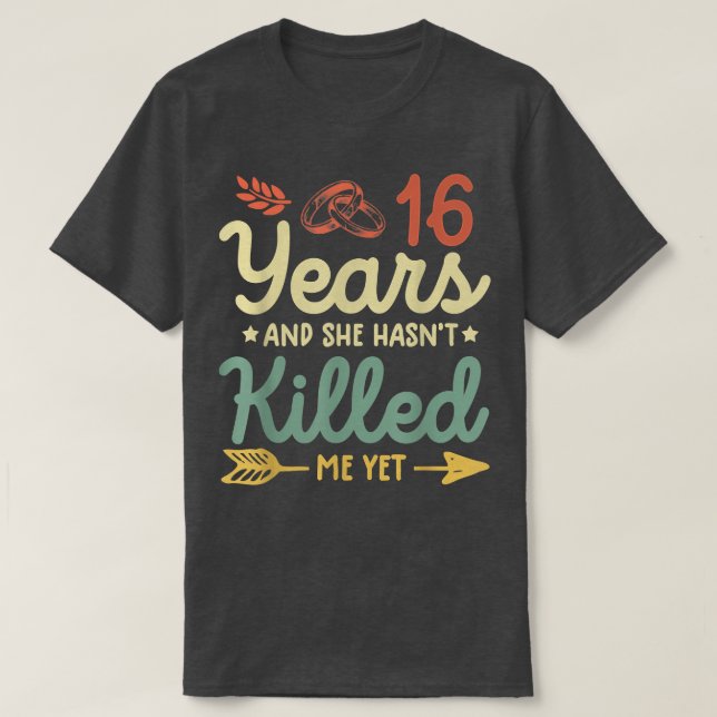 T-shirt 16e anniversaire de mariage tee match couples 16 (Design devant)