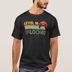 T-shirt 16e Anniversaire Garçon Gamer Niveau 16 Déverrouil