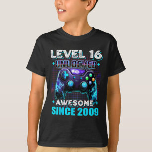 T-shirt 16e anniversaire Garçon niveau 16 Joueur 16 ans Je