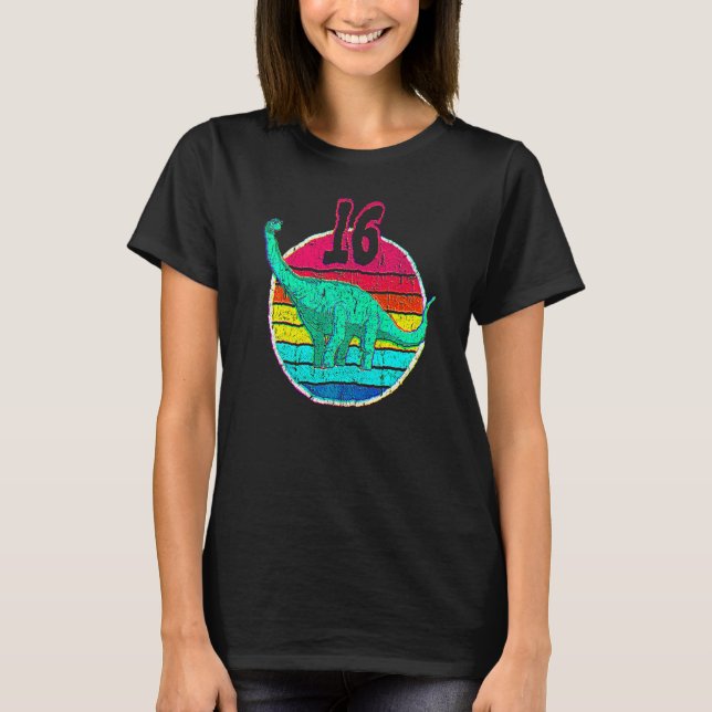 T-shirt 16e anniversaire I Brachiosaurus Diplodocus I Fami (Devant)