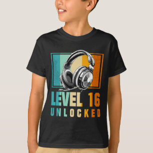 T-shirt 16e Anniversaire Joueur vidéo garçon niveau 16 Dév