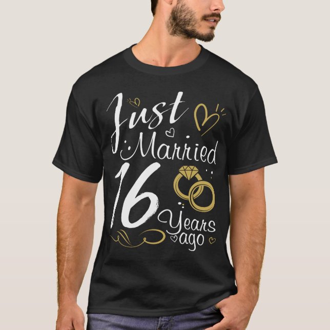 T-shirt 16e anniversaire Mariage. Marié 16 ans (Devant)