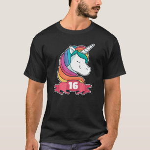T-shirt 16e anniversaire pour les filles Thème Unicorn fil