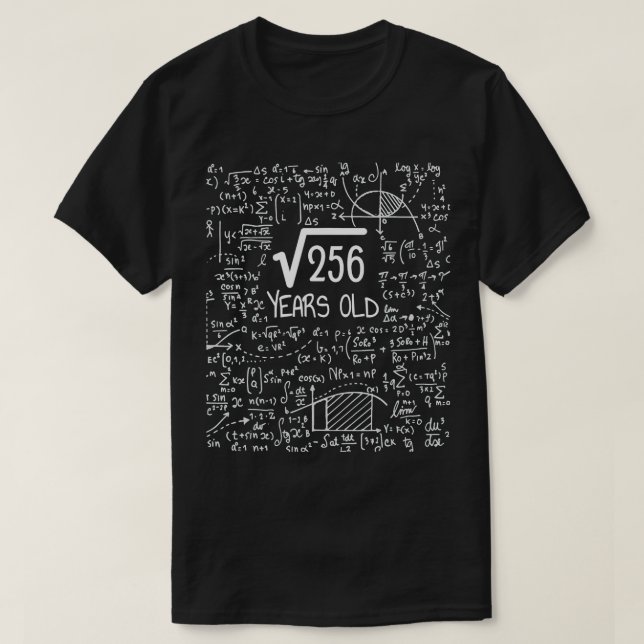 T-shirt 16e anniversaire racine Carré de 256 16 ans (Design devant)