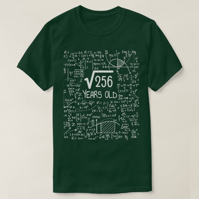 T-shirt 16e anniversaire racine Carré de 256 16 ans (Design devant)