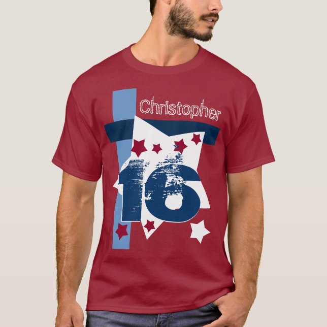 T-shirt 16e anniversaire ROUGE BLANC BLEU Personnalisé Ann (Devant)