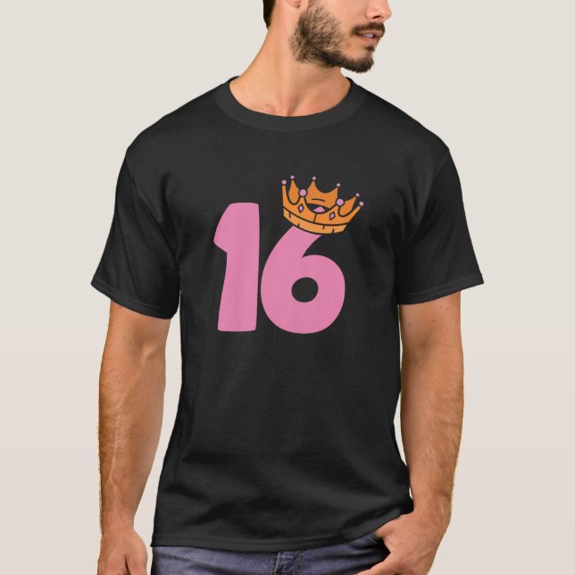 T-shirt 16e Birthday Queen Girls Joyeux Anniversaire (Devant)