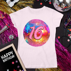 T-shirt 16e fête d'anniversaire Gold rose Parties scintill