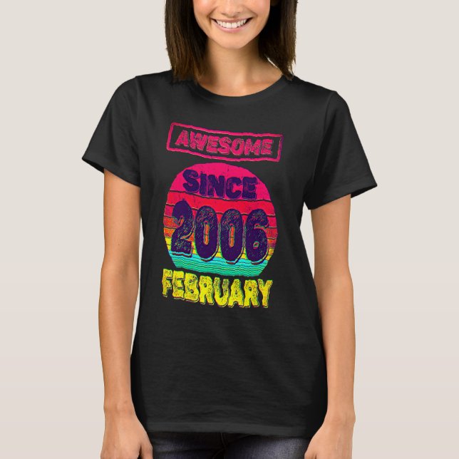 T-shirt 16th Birthday Born In February 2006 16yrs Old Teen (Devant)