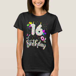 T-shirt 16th Birthday Girl Tee 16 Years Old Bday Doughnut 