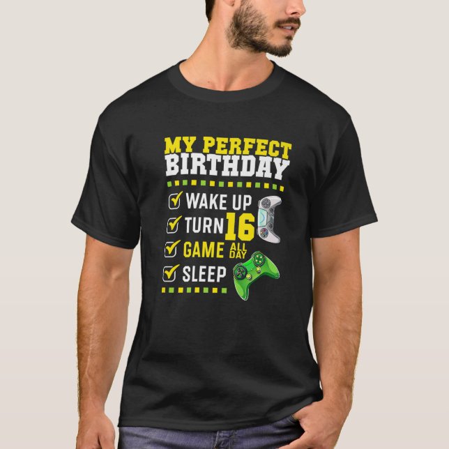 T-shirt 16Th Birthday Party Perfect For Gamer 16 Years Old (Devant)