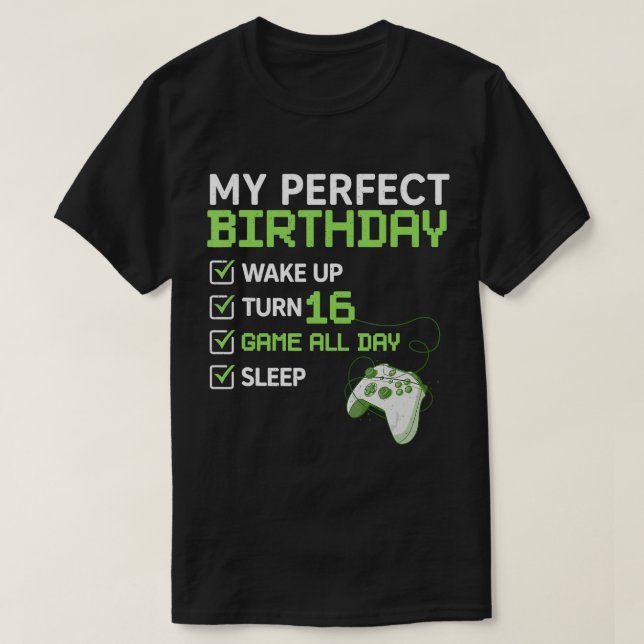 T-shirt 16th Perfect Birthday Boys Gaming 16 Years Old Gif (Design devant)