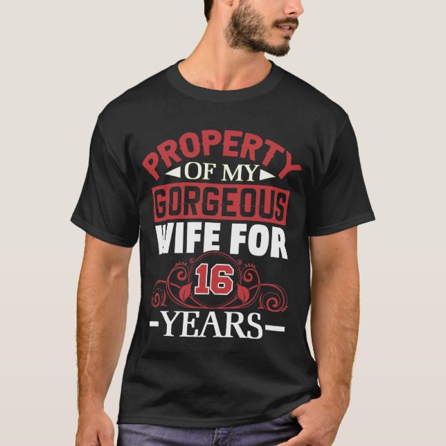 T-shirt 16th Wedding Anniversary Gift for Husband 16 Years (Devant)