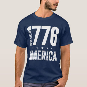 T-shirt 1776 Amérique historique liberté typographie blanc